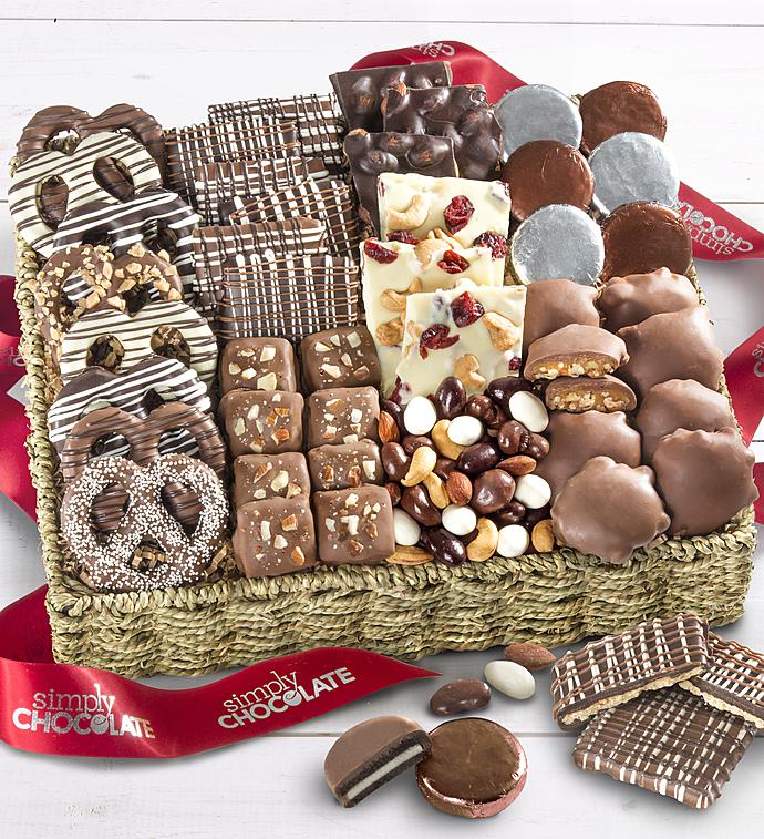 Simply Chocolate® Deluxe Nuts & Confections Basket